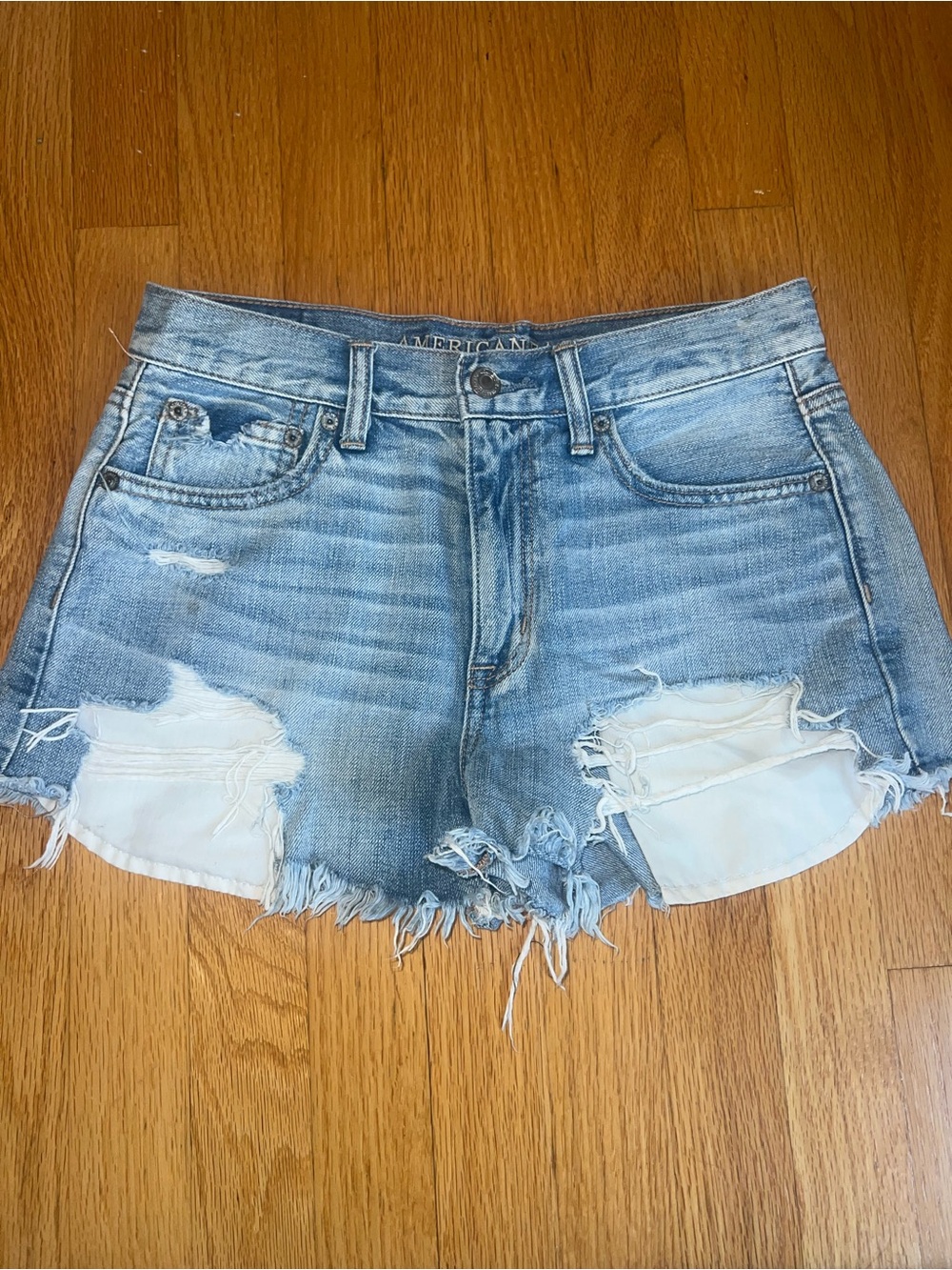 American Eagle Outfitters Distressed Light Blue Denim Cutoff Shorts